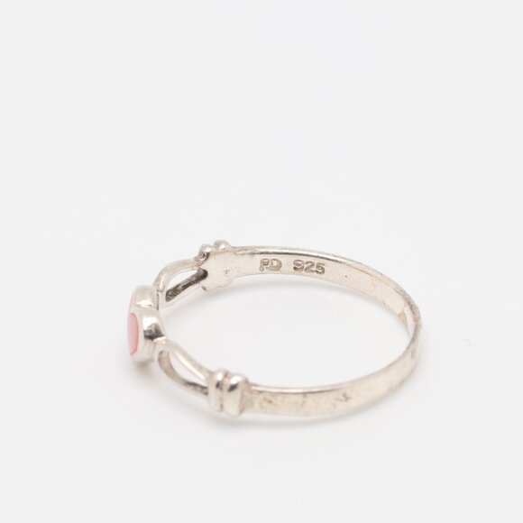 Sterling Silver Pink MOP Heart Ring - Picture 6 of 8